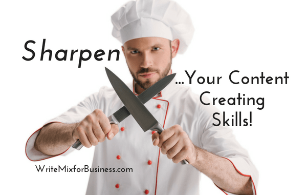 How to Create Content Like a MasterChef To Spice Up Your Content Dishes Visual 2 showing guy chef sharpening knives in a crisscross in front of him