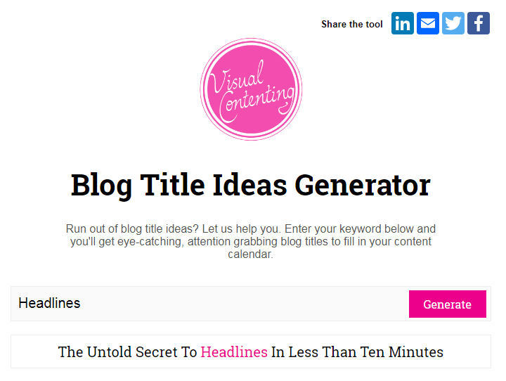 Visual Contenting Blog Title Ideas Generator
