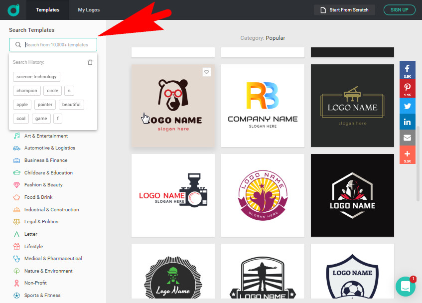 Preview your logo in DesignEvo.