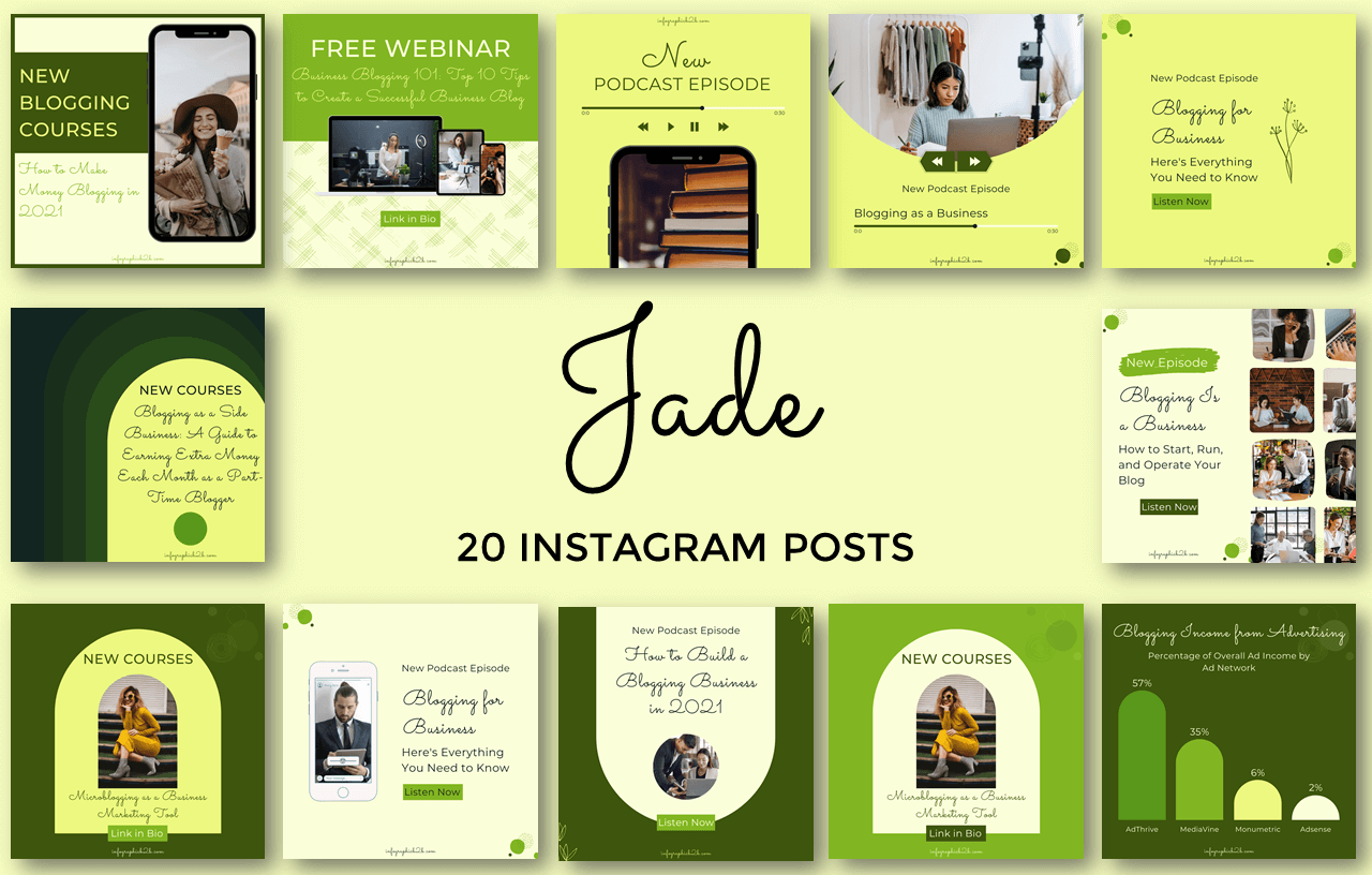 Jade Blogging Business Instagram Post Templates